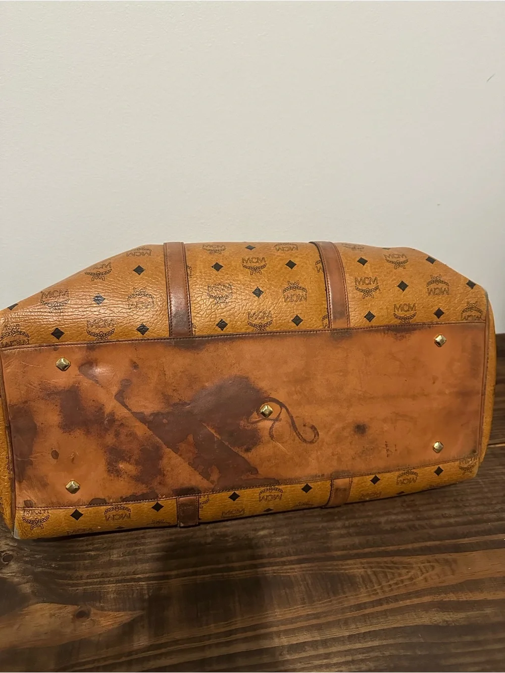 Vintage MCM Cognac Visetos Leather Weekender Bag